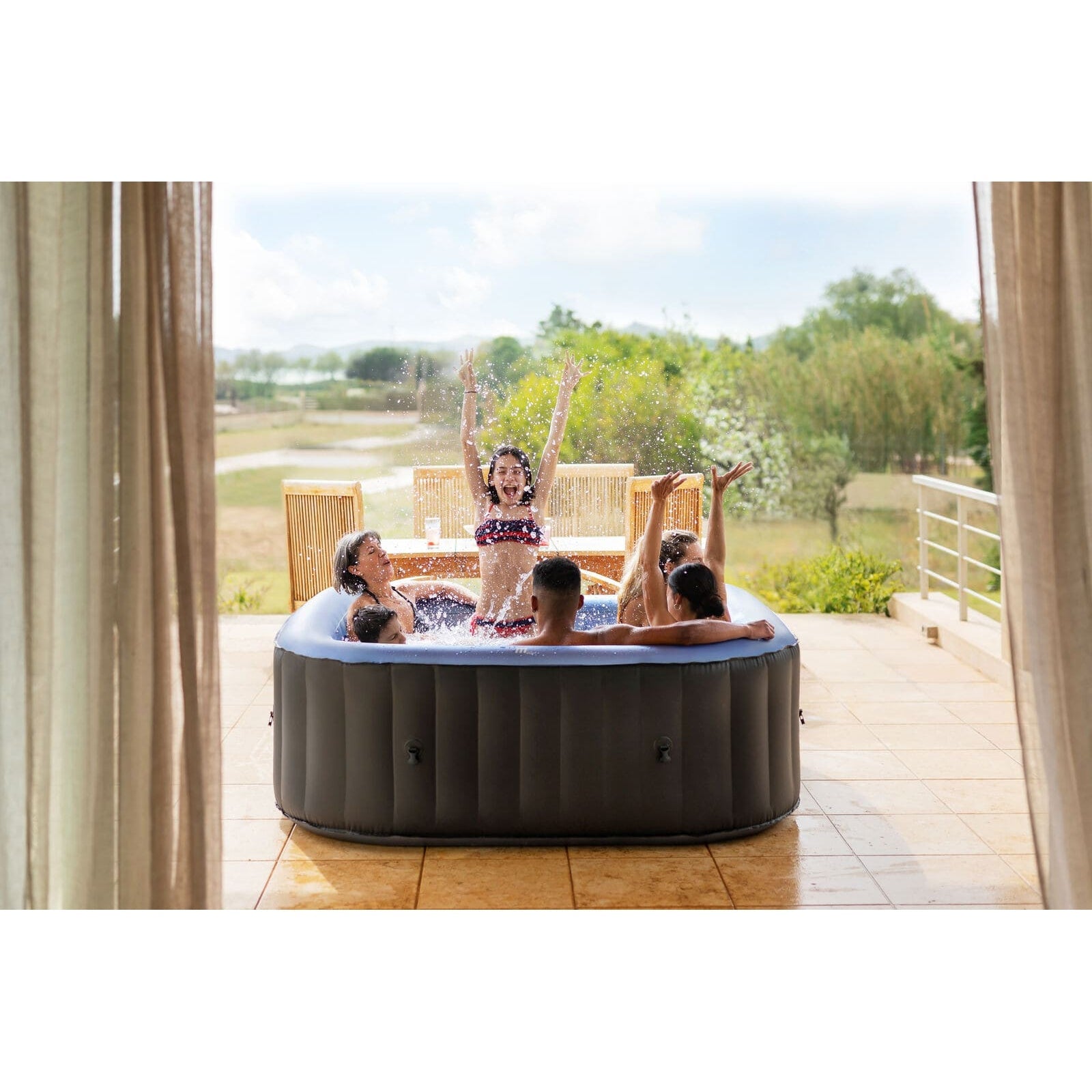 MSPA COMFORT Tekapo 6 Person Square Inflatable Tot Tub Spa - Purely ...