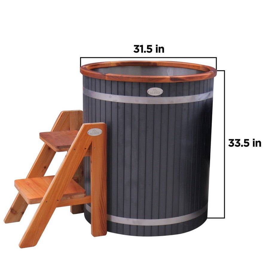 Outdoor Cedar Ice Cold Barrel Plunge Tub 118 Gallon - Purely Relaxation