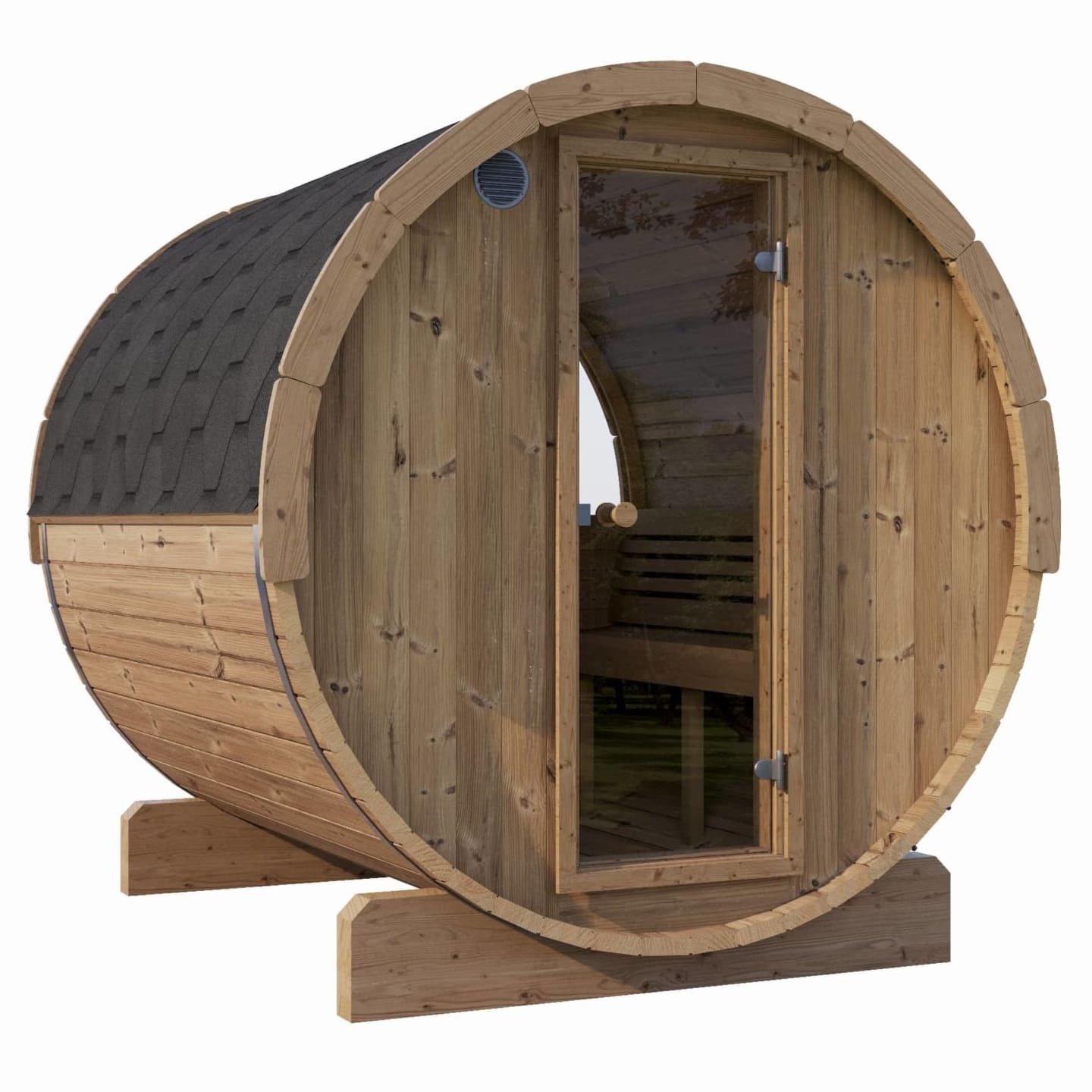 SaunaLife E6W Three Person Barrel Sauna With Back Window - Purely Relaxation