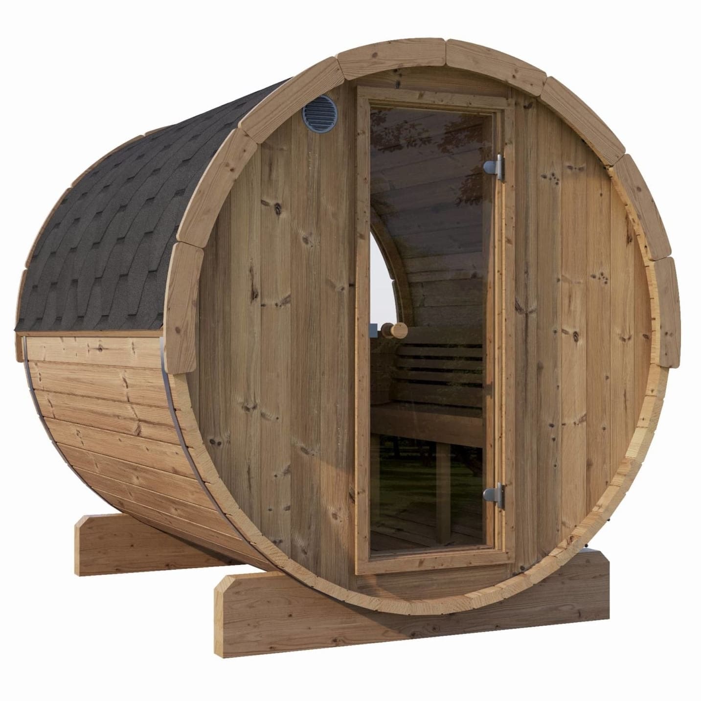 SaunaLife E7W Four Person Barrel Sauna With Window - Purely Relaxation