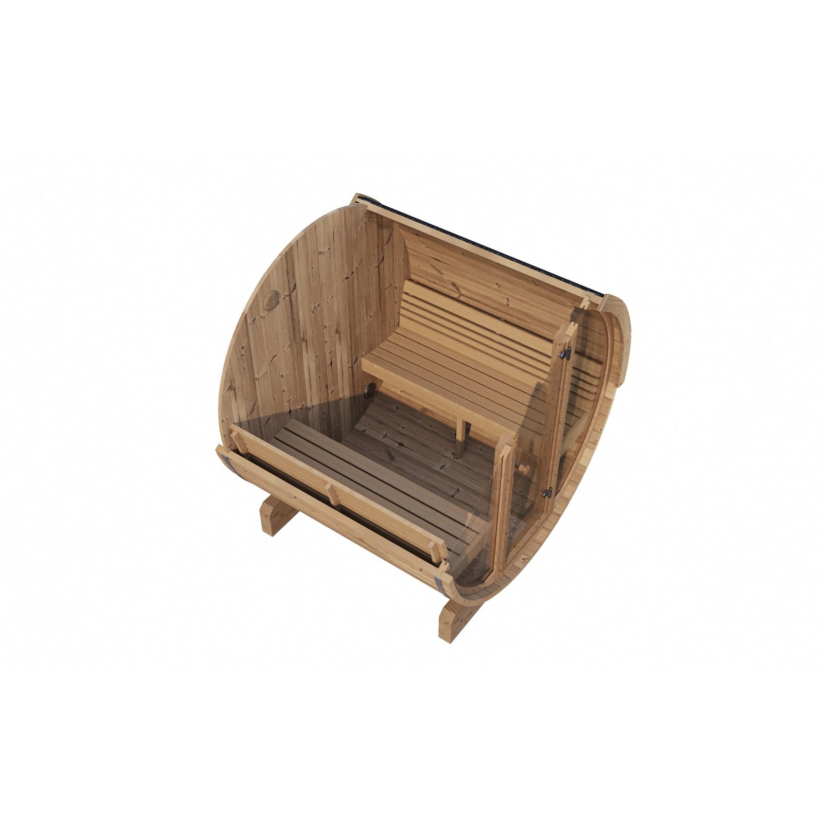 SaunaLife E8G Six Person Barrel Sauna With Glass Front - Purely Relaxation