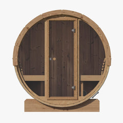 SaunaLife E8G Six Person Barrel Sauna With Glass Front - Purely Relaxation