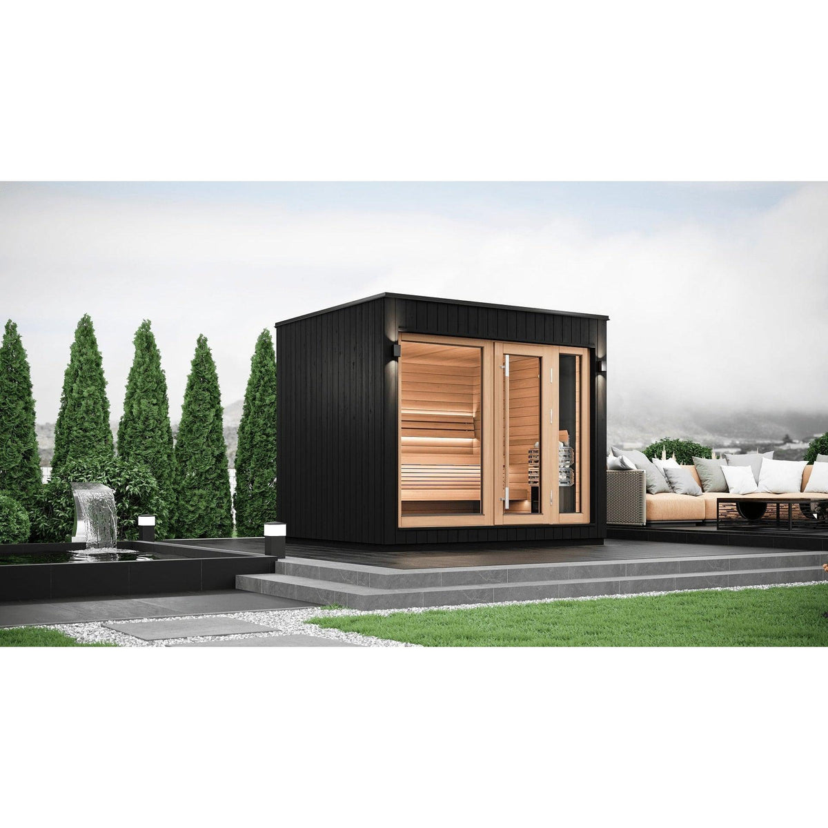SaunaLife Model G7S Pre-Assembled Outdoor Home Sauna - Left Swing Door - Purely Relaxation