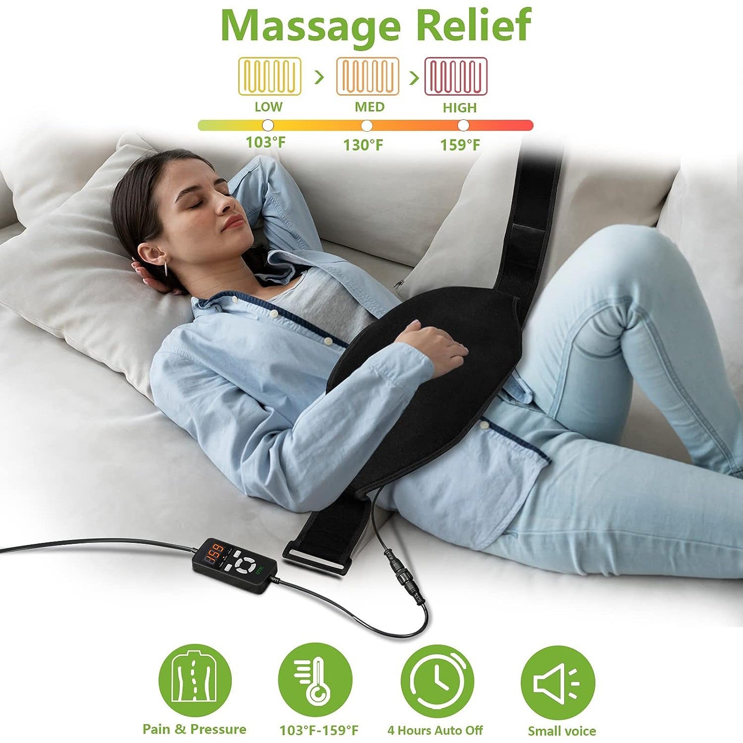 UTK Heating Pad with Vibration Massage for Lower Back Far Infrared Heated Waist Wrap with Strap - Purely Relaxation