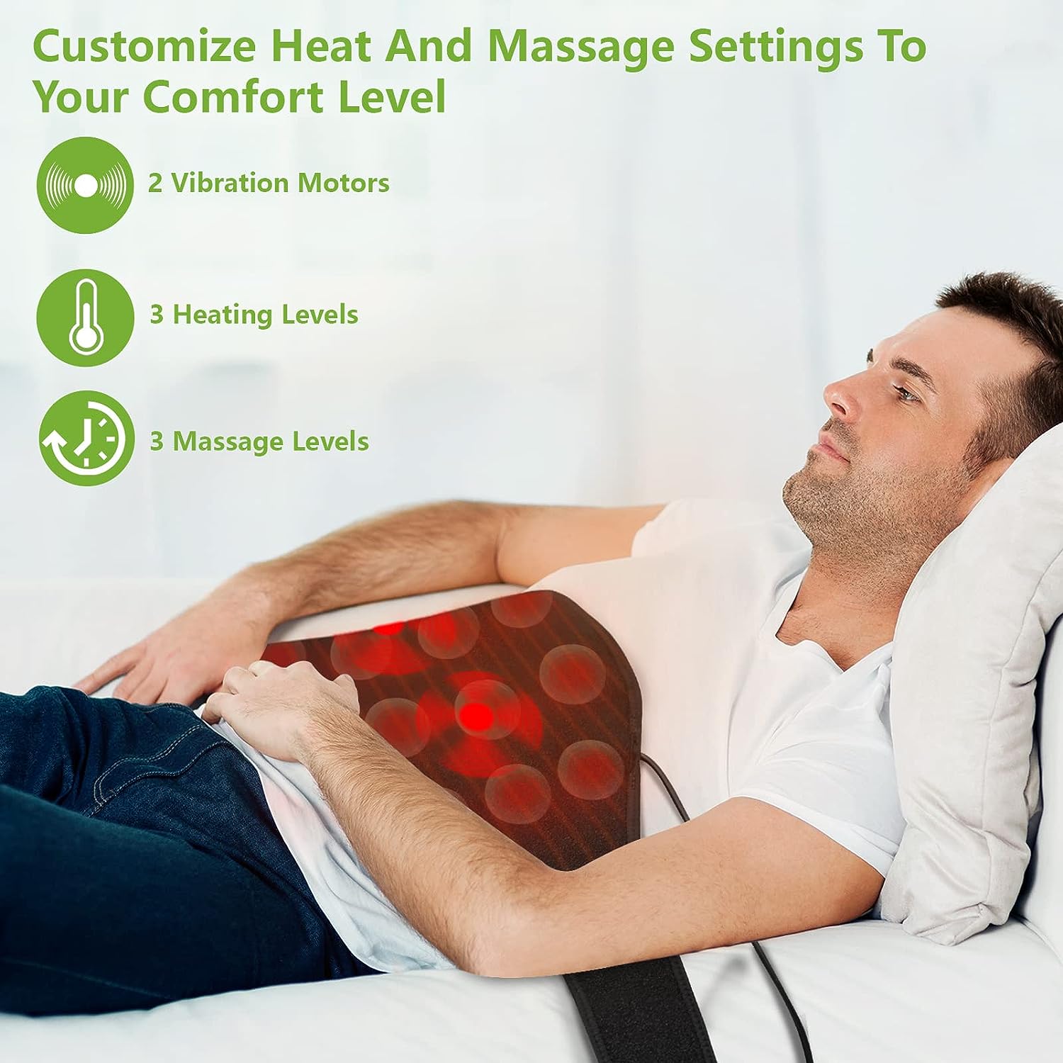 Heating Pad with Massager for Neck and Shoulders, Wearable Electric Heating  Pads for Back Pain Relief, Auto-shutoff, 6 Heat Settings, 4 Massage Modes