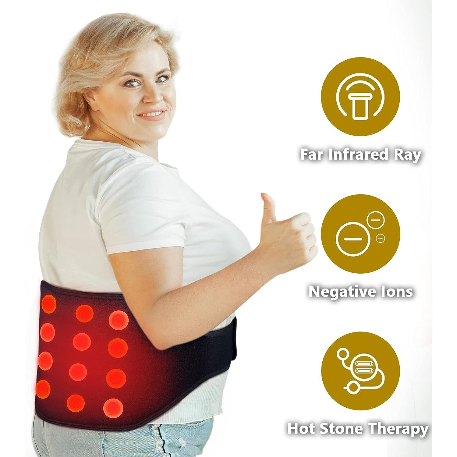 UTK Technology Heating Pad for Lower Back Pain Relief Far Infrared Heating Pad with Natural Gemstone Extra Large Heating Belt H21Y6 - Purely Relaxation